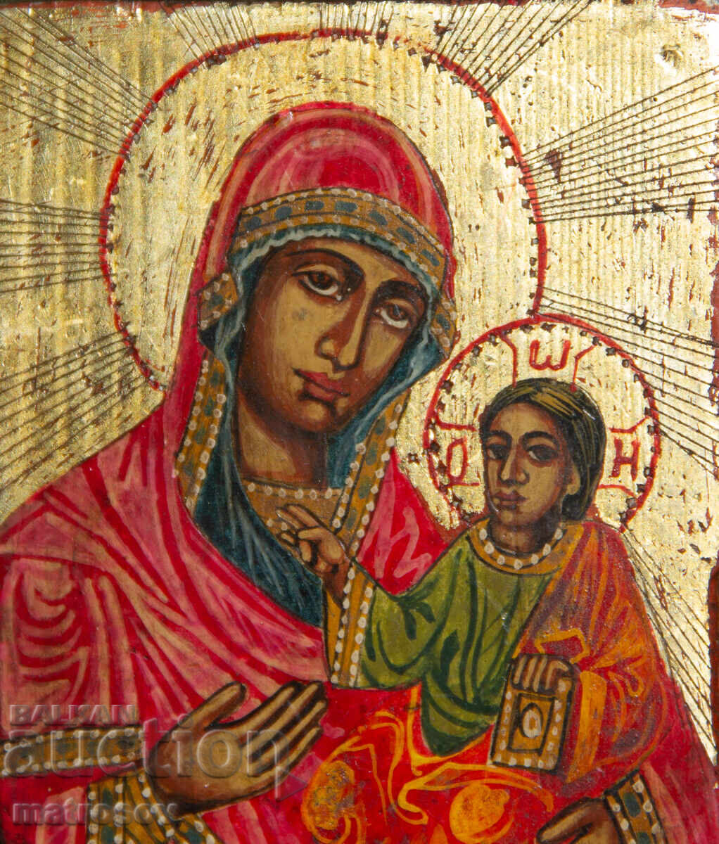 Παράδοση Παναγία με το Θείο Βρέφος, χειροποίητη εικόνα, τέμπερα