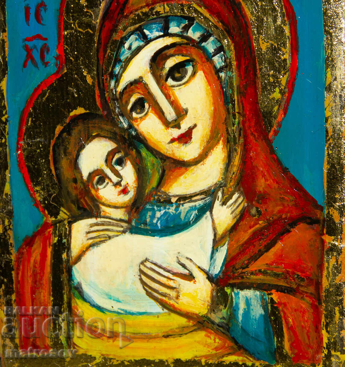 Παναγία με το Θείο Βρέφος, χειροποίητη εικόνα, τέμπερα - 5