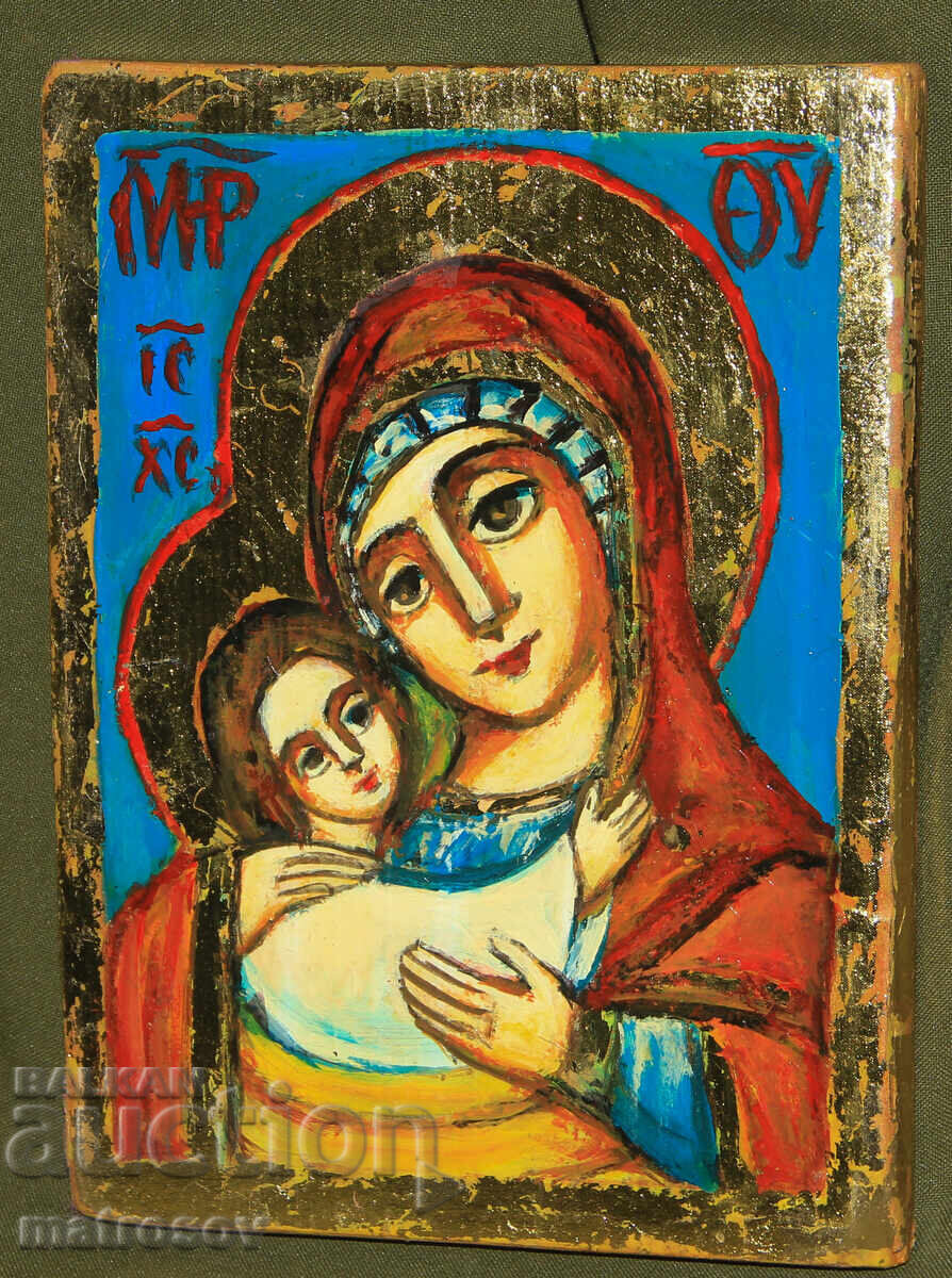 Παναγία με το Θείο Βρέφος, χειροποίητη εικόνα, τέμπερα