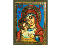 Holy Mother with the Child, hand-painted icon, tempera
