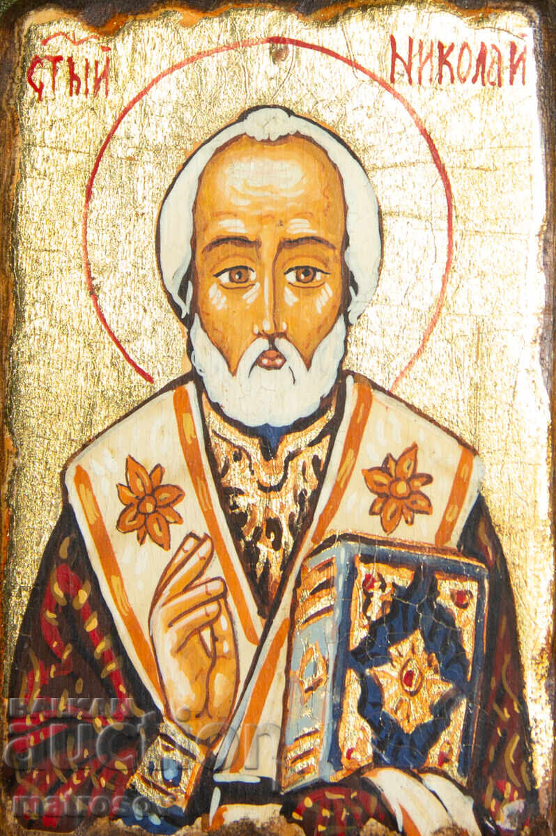 Hand-painted icon, tempera paints, Saint Nicholas the Wonderworker with price 200.00 BGN | € 102.26