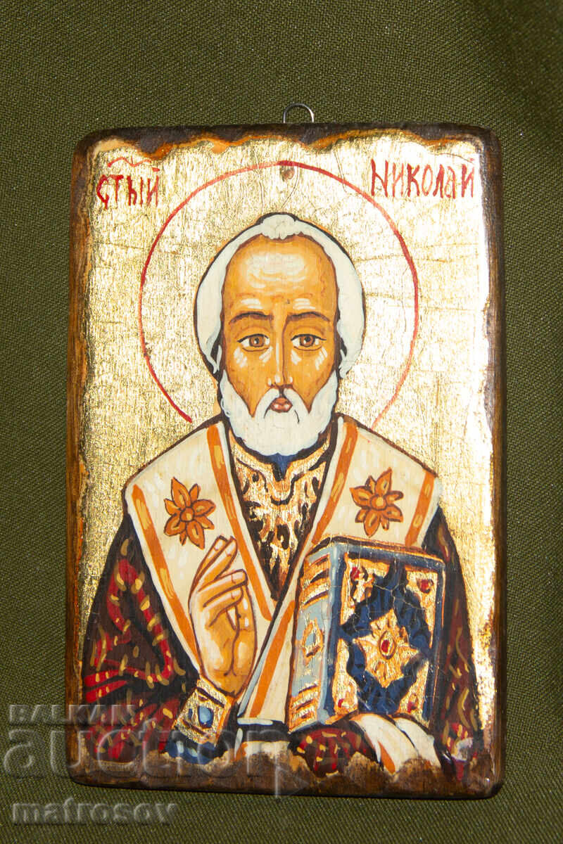 Auction  Hand-painted icon, tempera paints, Saint Nicholas the Wonderworker