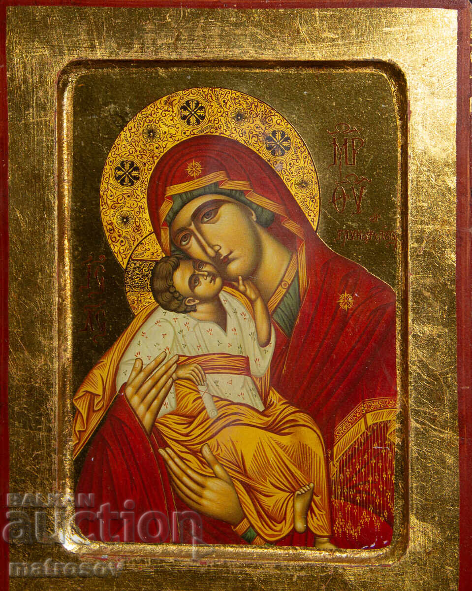 Icoană pictată manual, tempera, Sf. Fecioară Maria cu Pruncul cu preț 200.00 BGN | € 102.26
