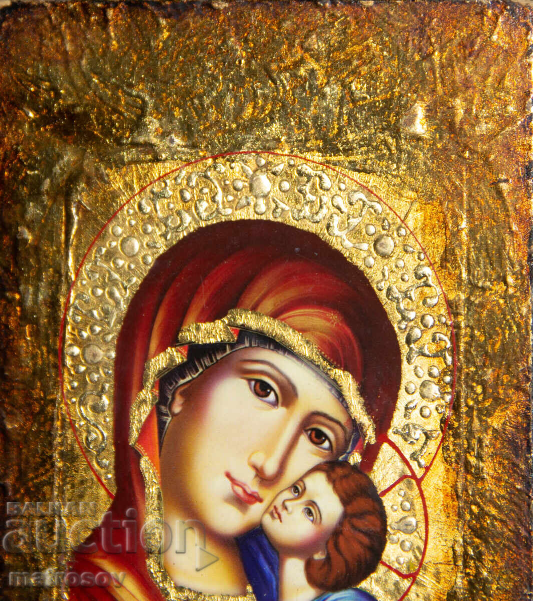 Livrarea Icoană pictată manual, tempera, Sf. Fecioară Maria cu Pruncul