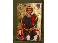 Icoană pictată manual, tempera, aurire, Sf. Gheorghe, Purtătorul de Biruință
