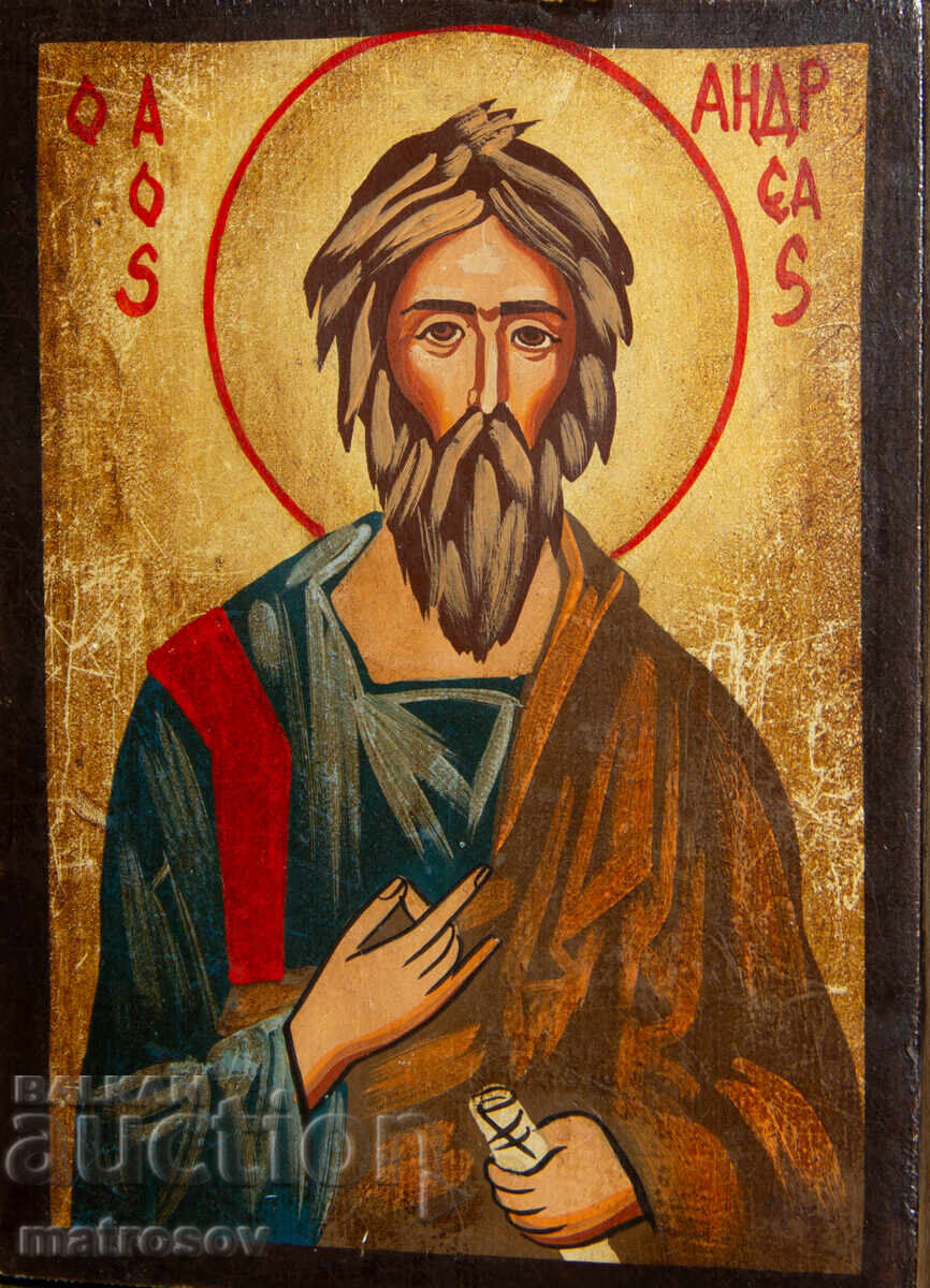 Sfântul Andrei, icoană pictată manual, culori tempera cu preț 200.00 BGN | € 102.26