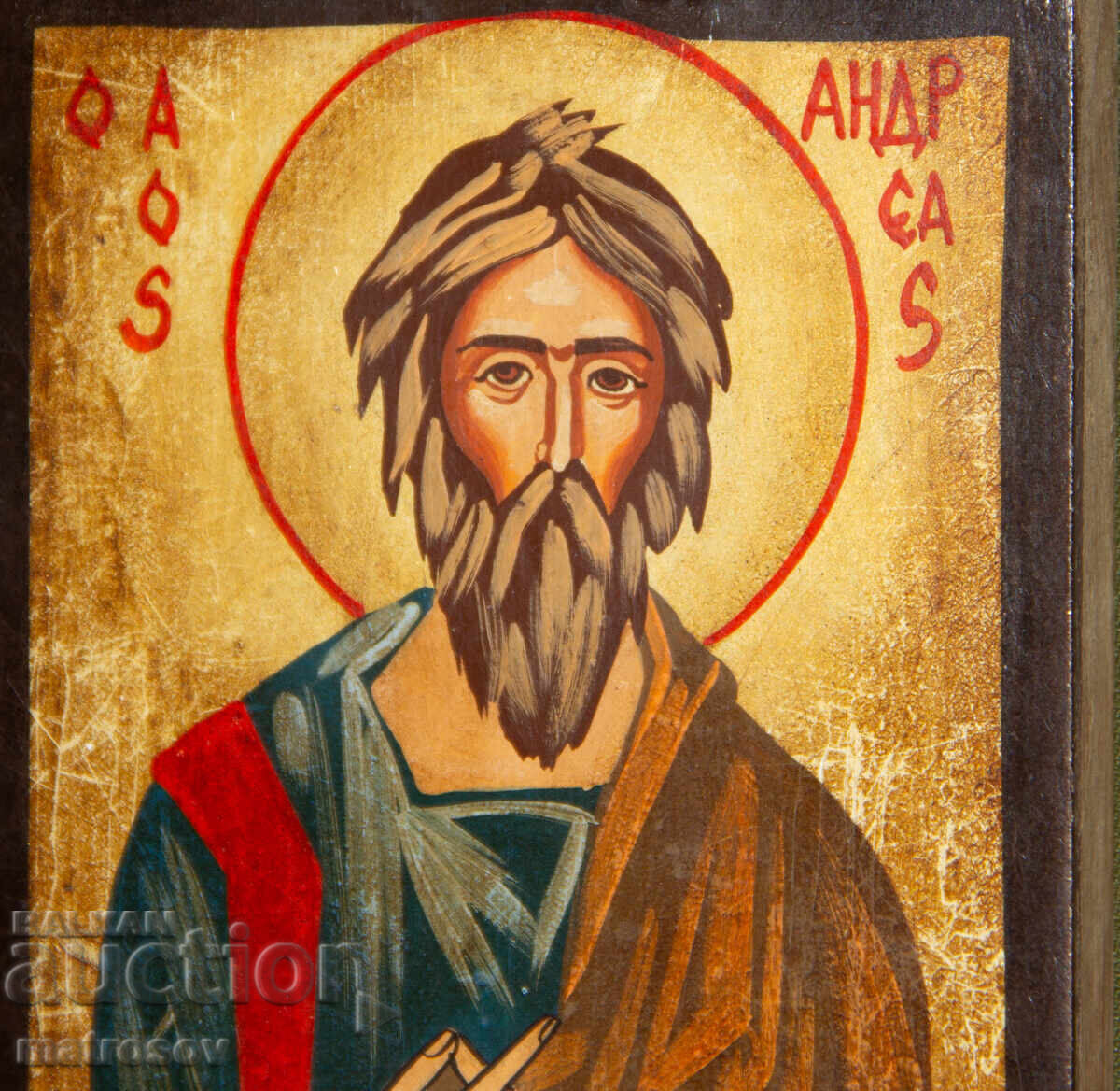 Licitație Sfântul Andrei, icoană pictată manual, culori tempera