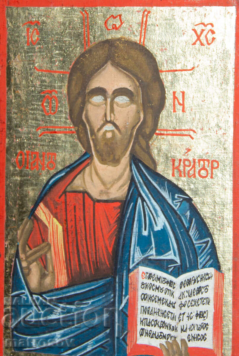 Jesus Christ Pantocrator, hand-painted icon, tempera paints with price 200.00 BGN | € 102.26