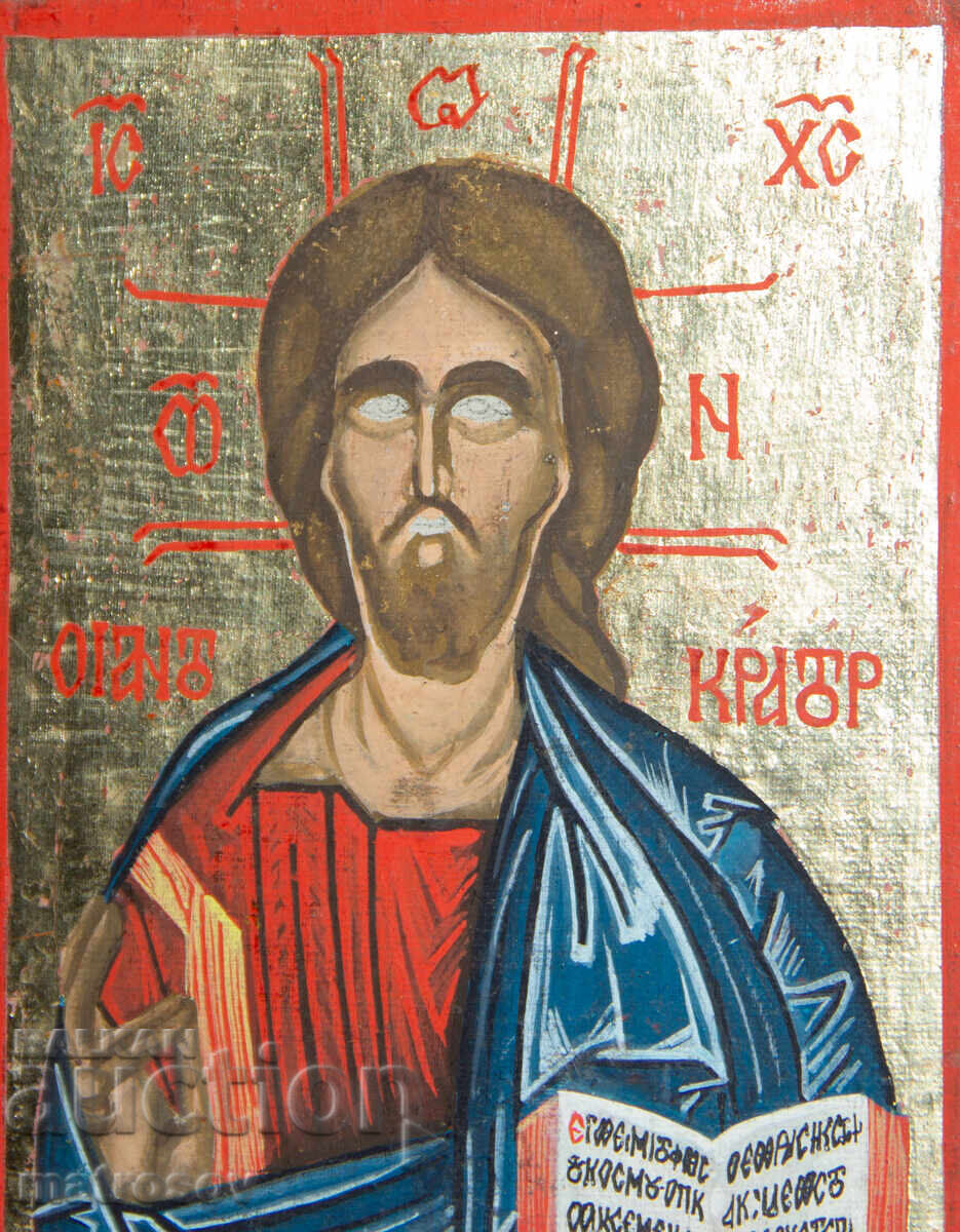 Auction  Jesus Christ Pantocrator, hand-painted icon, tempera paints