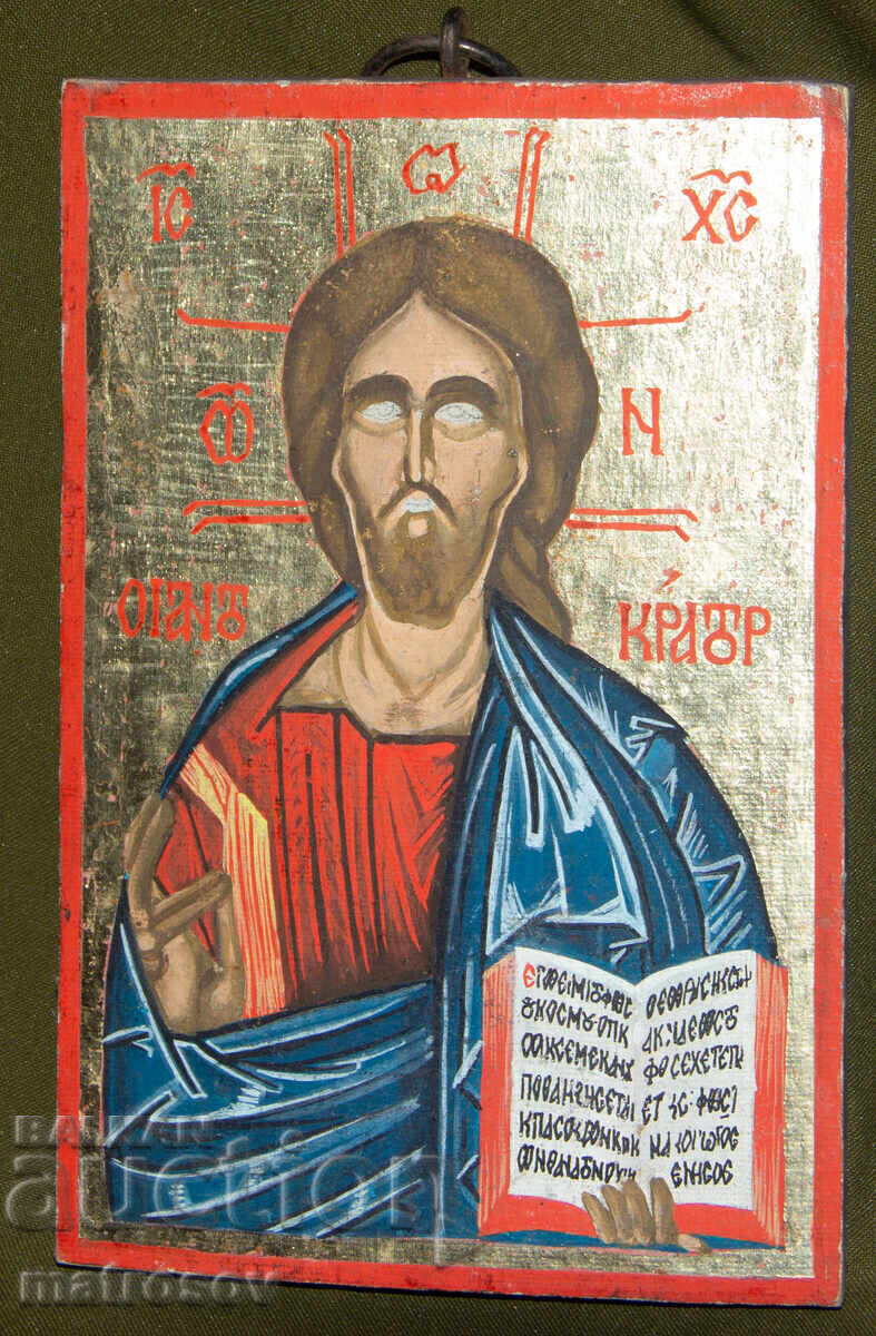 Jesus Christ Pantocrator, hand-painted icon, tempera paints