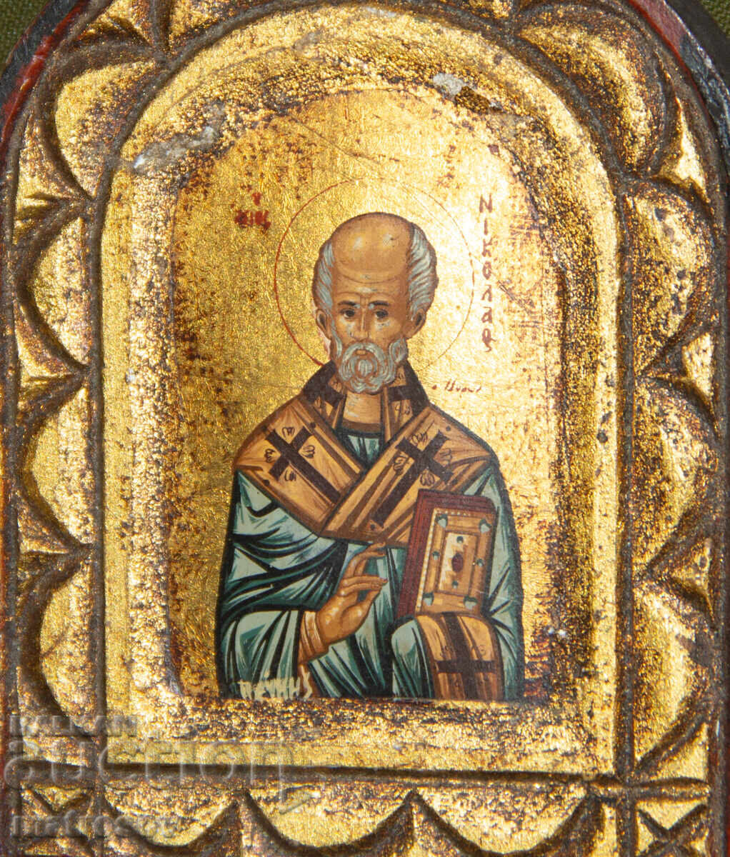 Livrarea Sfântul Nicolae Făcătorul de Minuni, icoană pictată manual, tempera, aurire