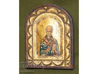 Sfântul Nicolae Făcătorul de Minuni, icoană pictată manual, tempera, aurire