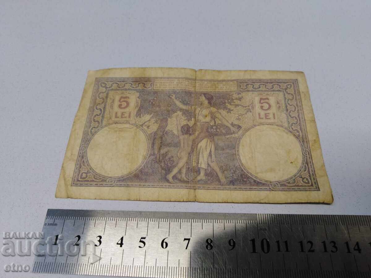 Auction  5 Lei, 5 Lei 1920, Banknote Romania