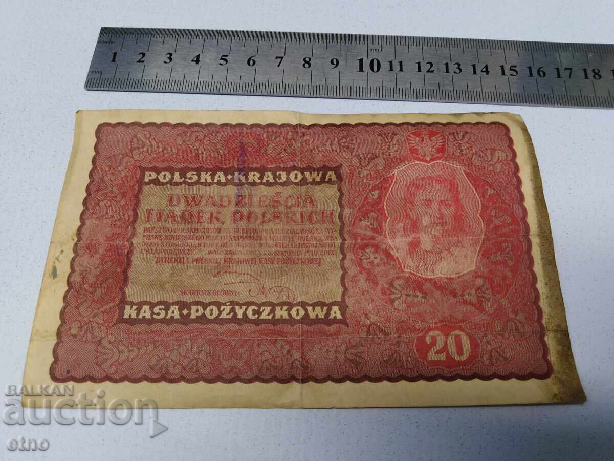 1919 20 MARKS POLAND, banknote