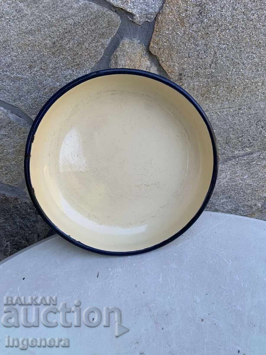 Enamelled Frying Pan from the Socialist Era Bulgaria, Marked Enamelled Frying Pan from the Socialist Era Bulgaria, Marked