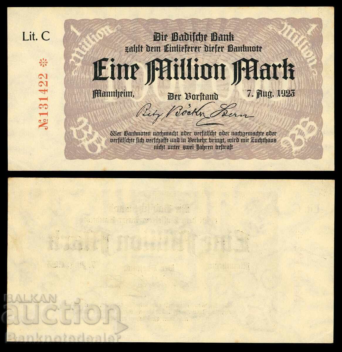 Germany 1,000,000 Mark August 7, 1923 Uncirculated