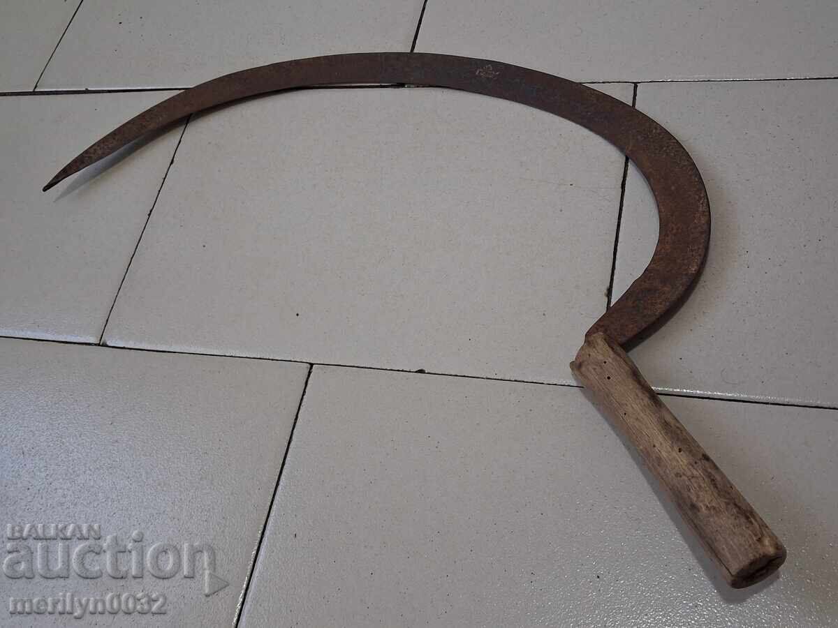 Παλιό σφυρήλατο δρεπάνι γεωργικό εργαλείο σφυρήλατο σίδηρο - 5