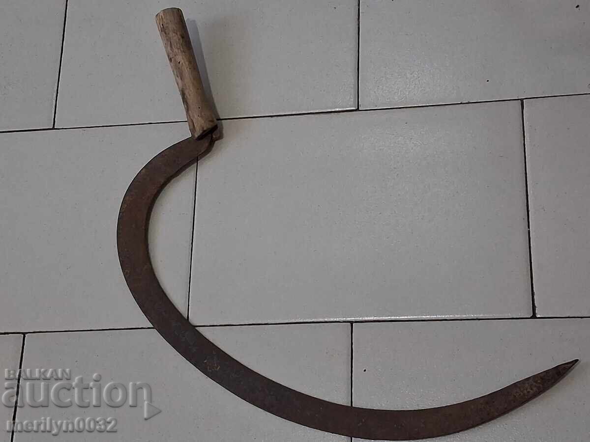 Παλιό σφυρήλατο δρεπάνι γεωργικό εργαλείο σφυρήλατο σίδηρο - 6