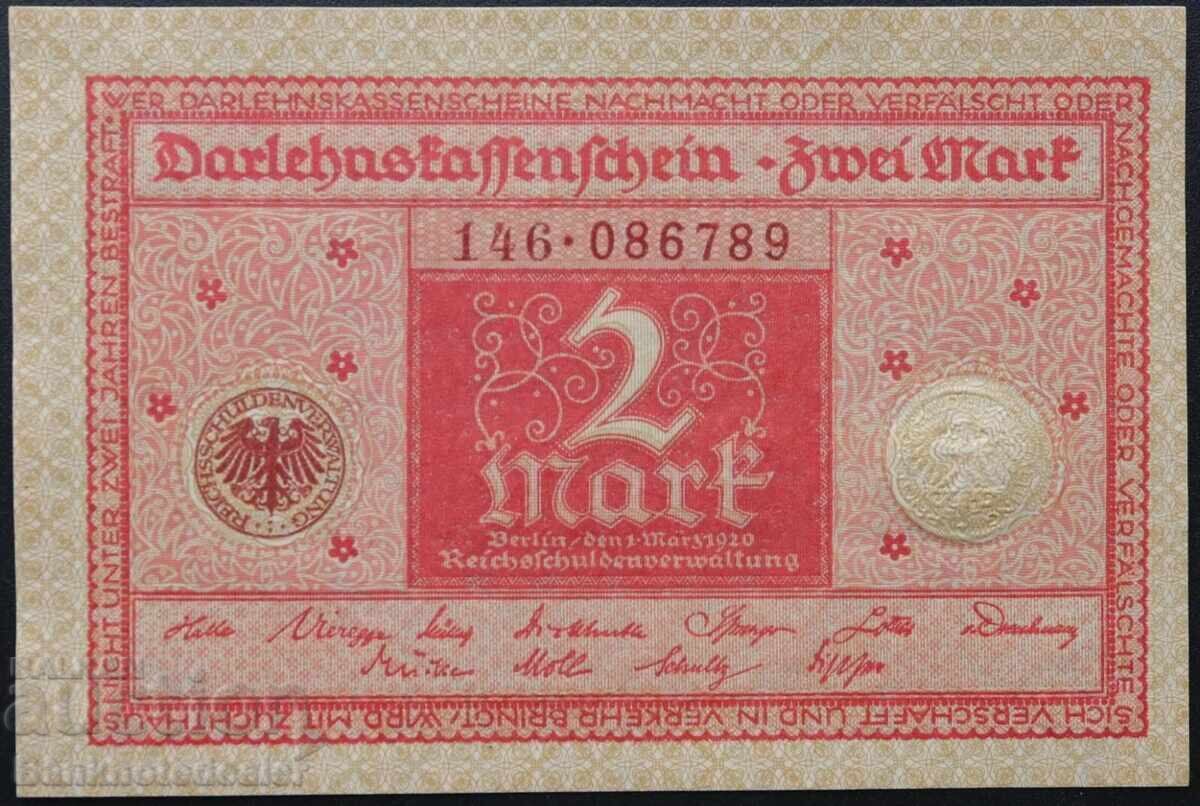 Germania 2 Mărci 1920 Pick 59 Unc