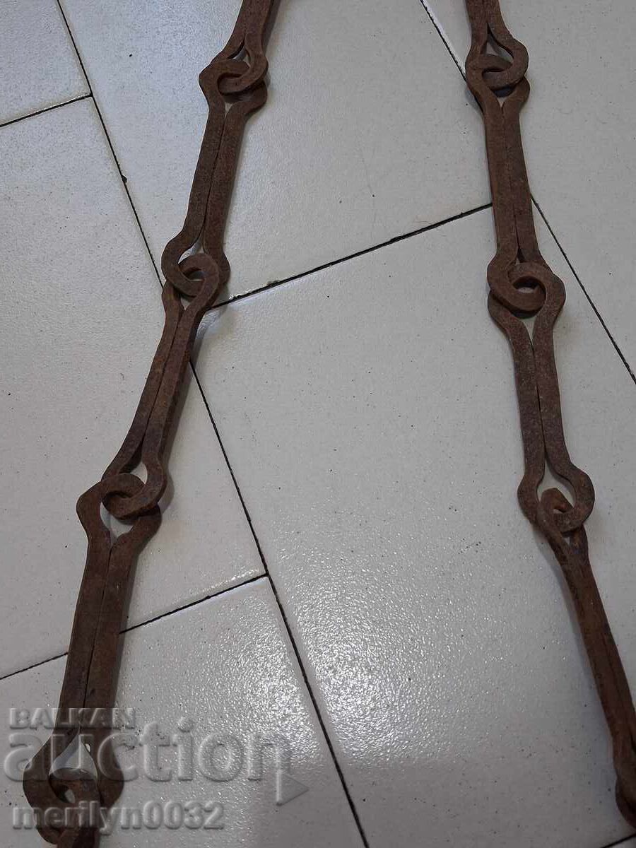 Old Wrought Iron Hearth Chain Wrought Iron Hook Chain - 5 Old Wrought Iron Hearth Chain Wrought Iron Hook Chain - 5