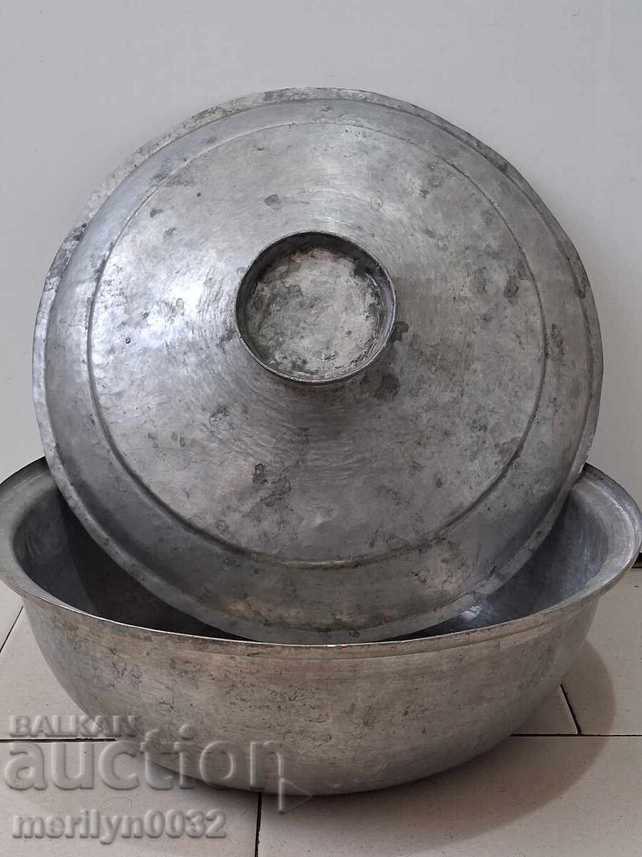 Oală de cupru cu capac, vas de cupru, cazan, basan - 6
