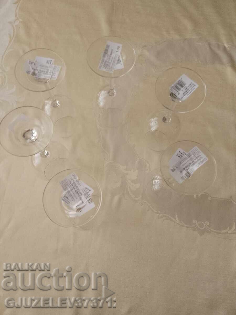 Доставка на 6 чаши за бяло вино Бохемия кристал неизползвани