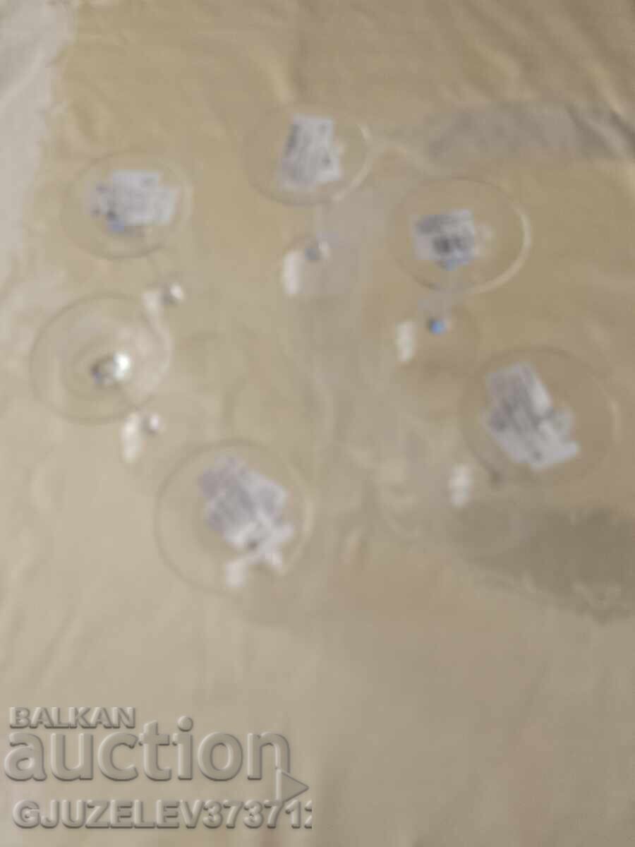 6 чаши за бяло вино Бохемия кристал неизползвани - 6