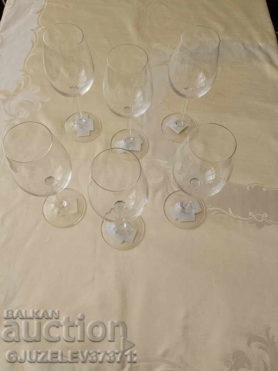 6 чаши за бяло вино Бохемия кристал неизползвани