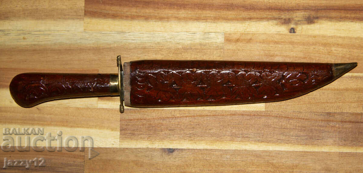 Old hunting knife, wooden sheath with price 120.00 BGN | € 61.36
