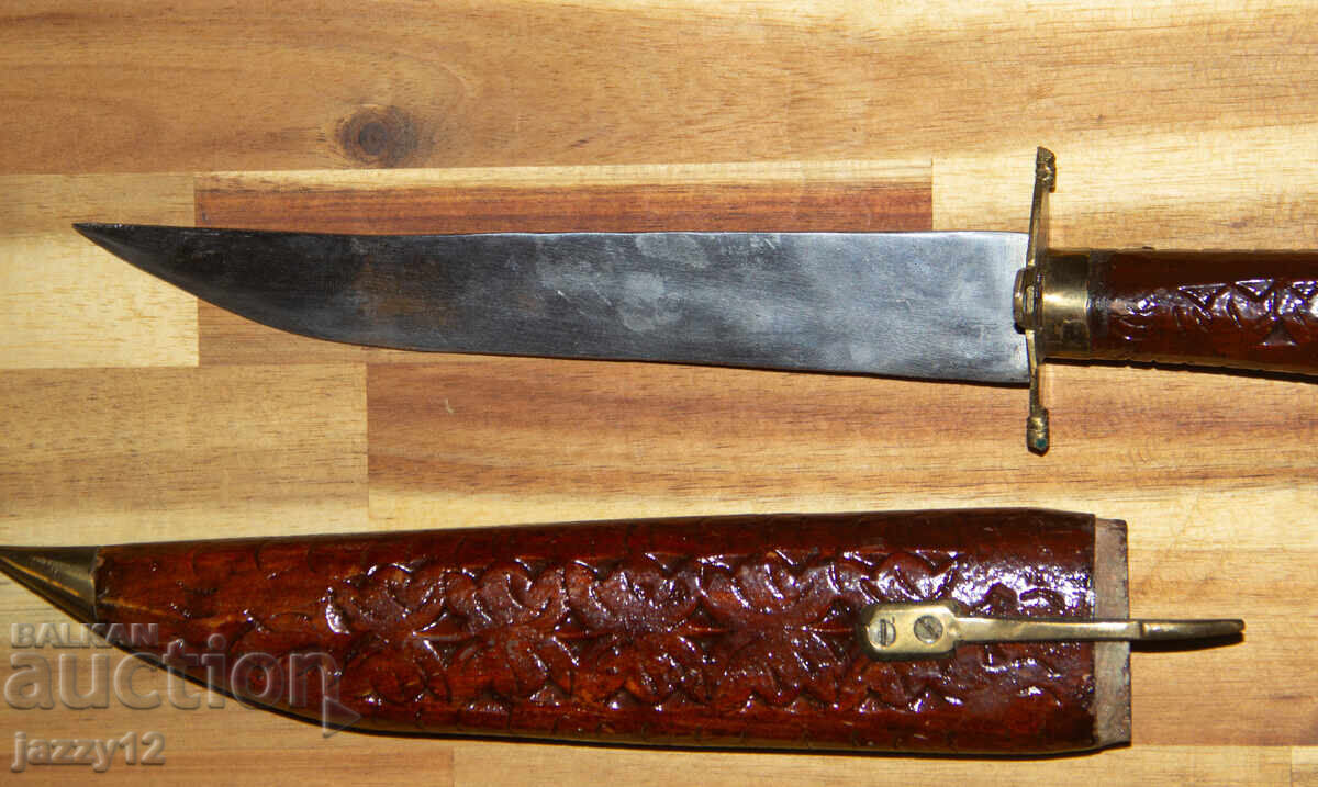 Old hunting knife, wooden sheath - 6