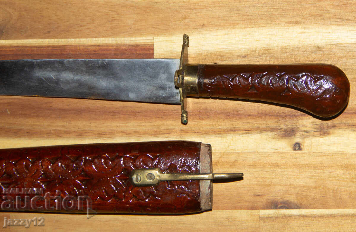 Old hunting knife, wooden sheath - 7