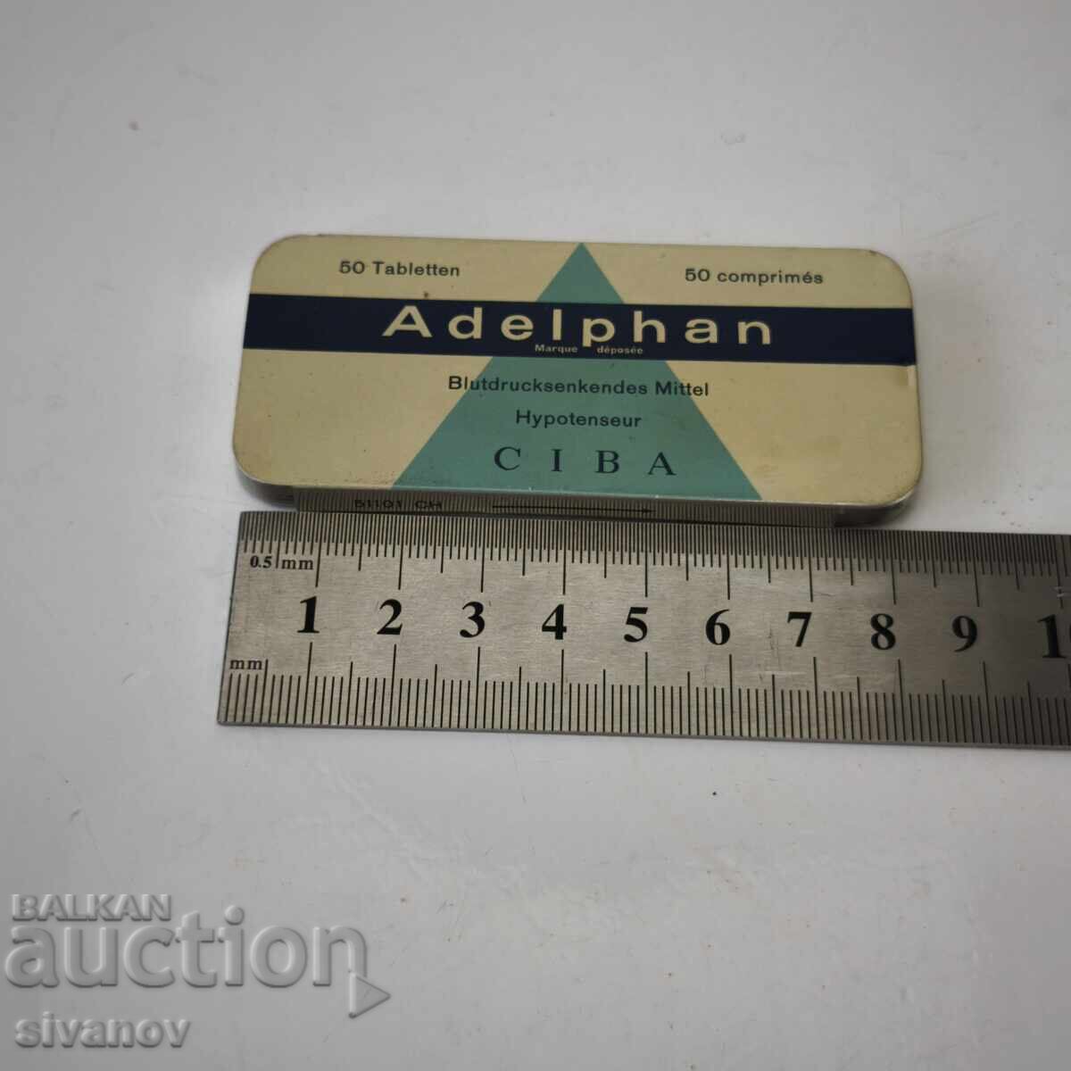 Παλιό μεταλλικό κουτί φαρμάκου Adalphin #6205 - 6