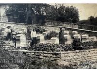Priest in his house's yard Beehives
