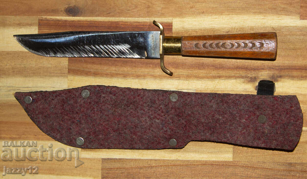 Cuțit de vânătoare vechi, mâner de lemn - 5