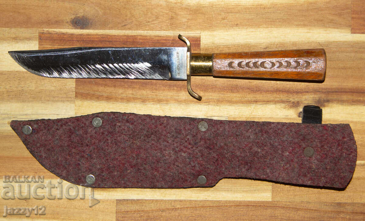 Cuțit de vânătoare vechi, mâner de lemn - 6