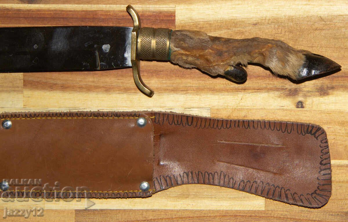 Auction  Solid hunting knife with a hoof handle