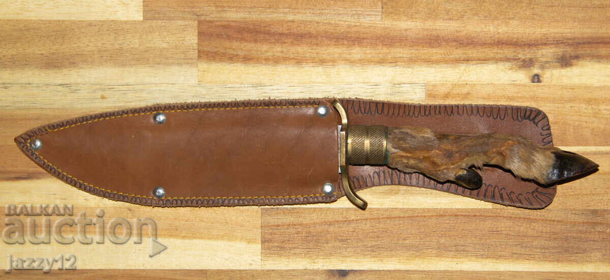 Delivery of Solid hunting knife with a hoof handle