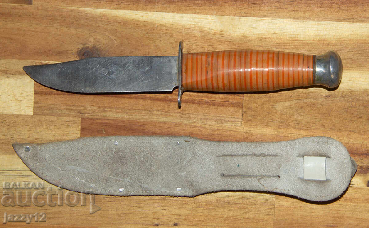 Old tourist/hunting knife with sheath - 6