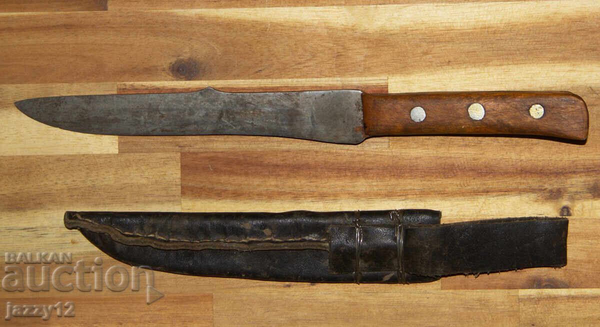 Παλιό κυνηγετικό μαχαίρι ξύλινη λαβή - 5
