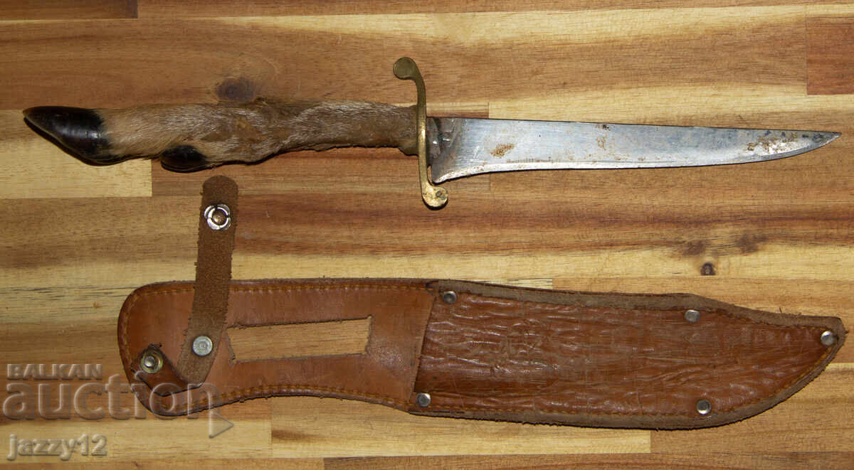 Cuțit de vânătoare solid cu mâner din copită Cuțit de vânătoare solid cu mâner din copită