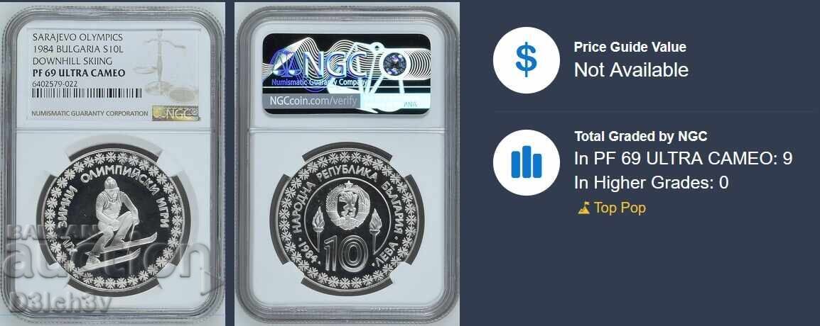 10 Leva 1984 Sarajevo PF 69 ULTRA CAMEO * NGC ⭐TOP POP ⭐