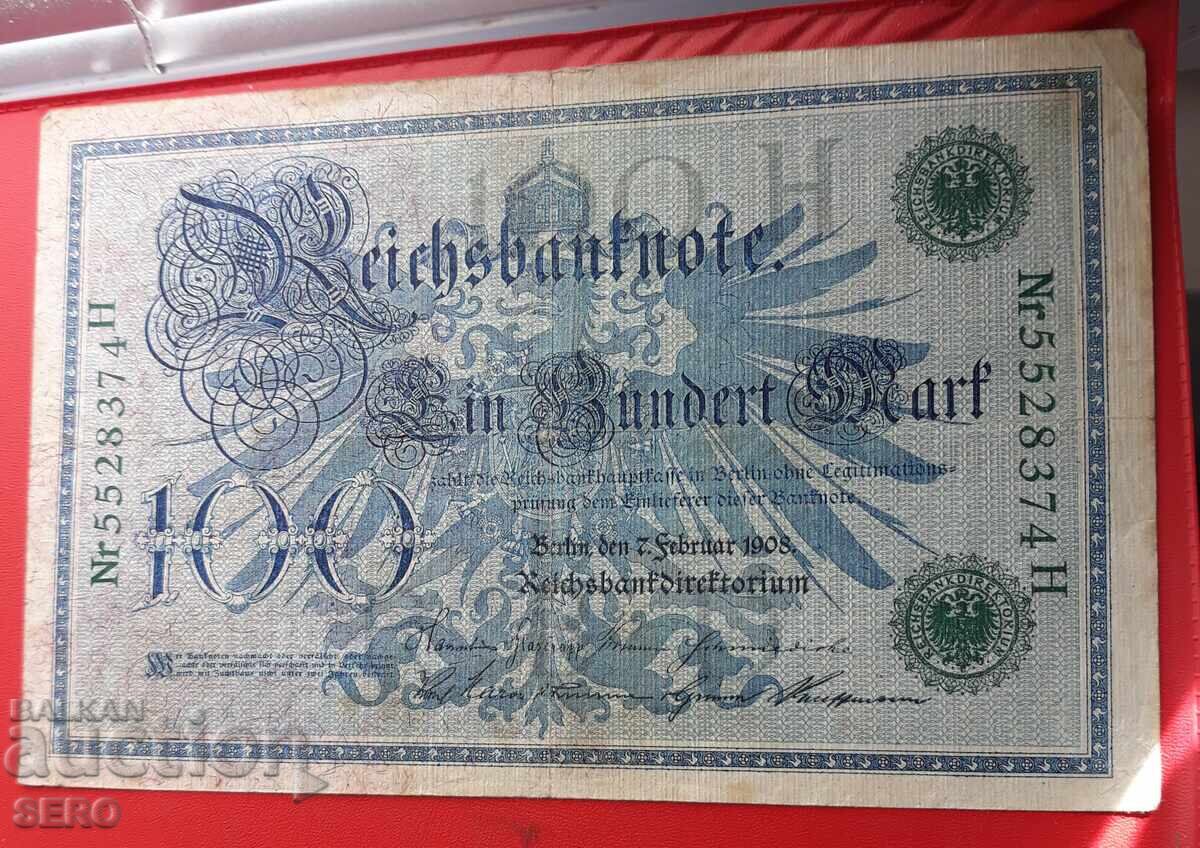Bancnotă-Germania-100 mărci 1908 cu preț 2.01 BGN | € 1.03 Bancnotă-Germania-100 mărci 1908 cu preț 2.01 BGN | € 1.03
