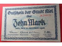 Bancnotă-Germania-Schleswig-Holstein-Kiel-10 mărci 1918