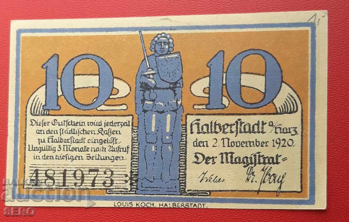 Banknote-Germany-Saxony-Halberstadt-10 Pfennig 1920 with price 2.00 BGN | € 1.02 Banknote-Germany-Saxony-Halberstadt-10 Pfennig 1920 with price 2.00 BGN | € 1.02