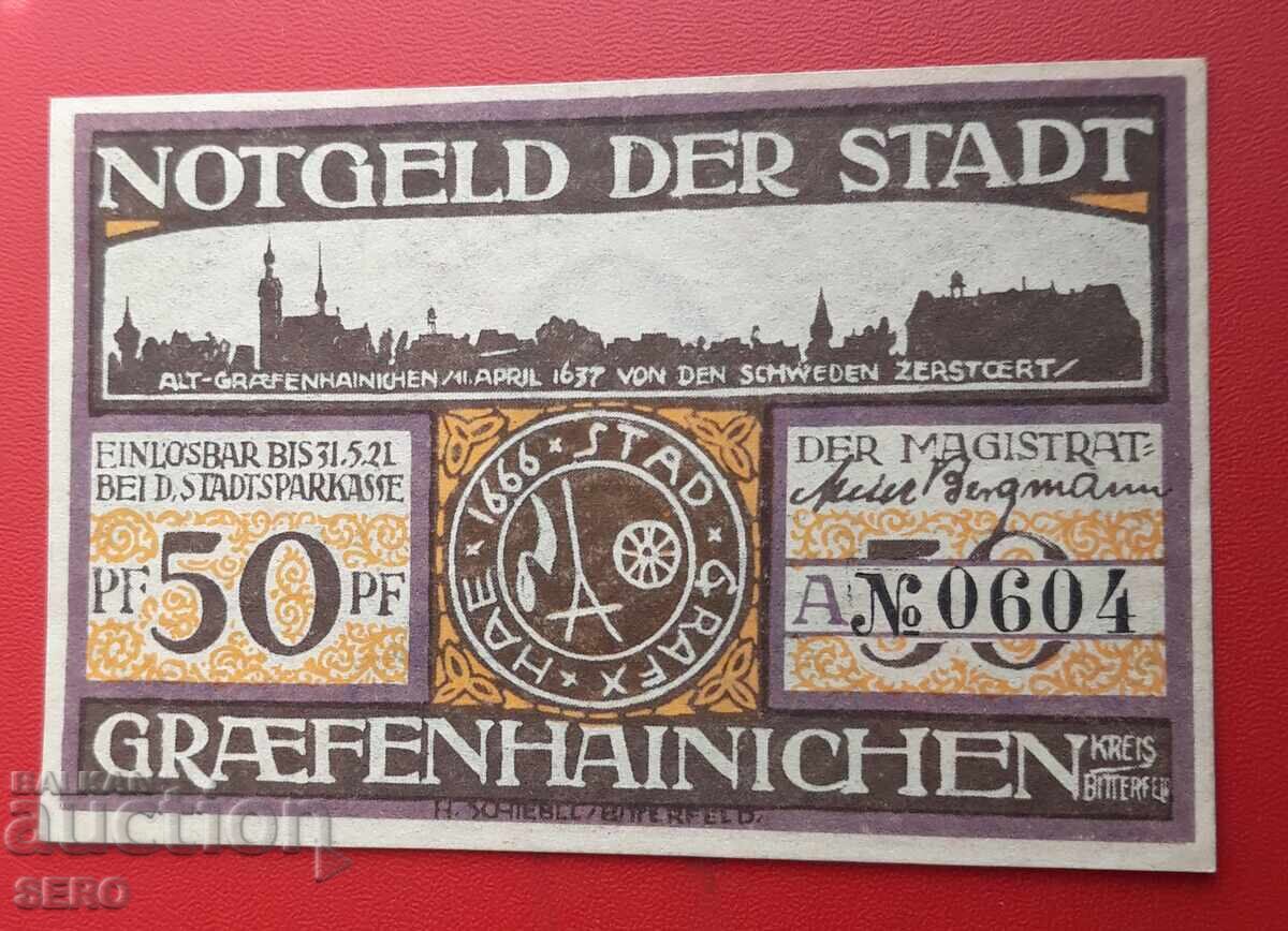 Bancnotă-Germania-Saxonia-Gröfenhainichen-50 pfennig 1921 cu preț 2.01 BGN | € 1.03