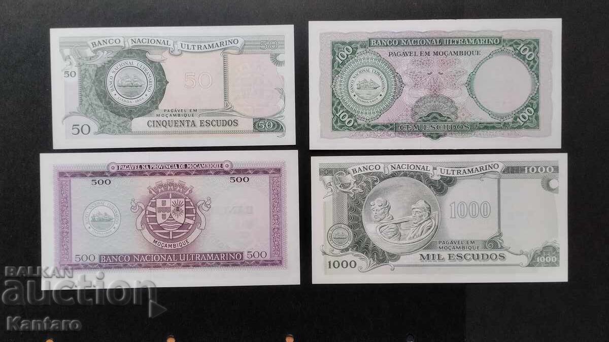 Licitație Bancnotă - MOZAMBIC - 50 ; 100 ; 500 și 1 000 escudos - UNC Licitație Bancnotă - MOZAMBIC - 50 ; 100 ; 500 și 1 000 escudos - UNC