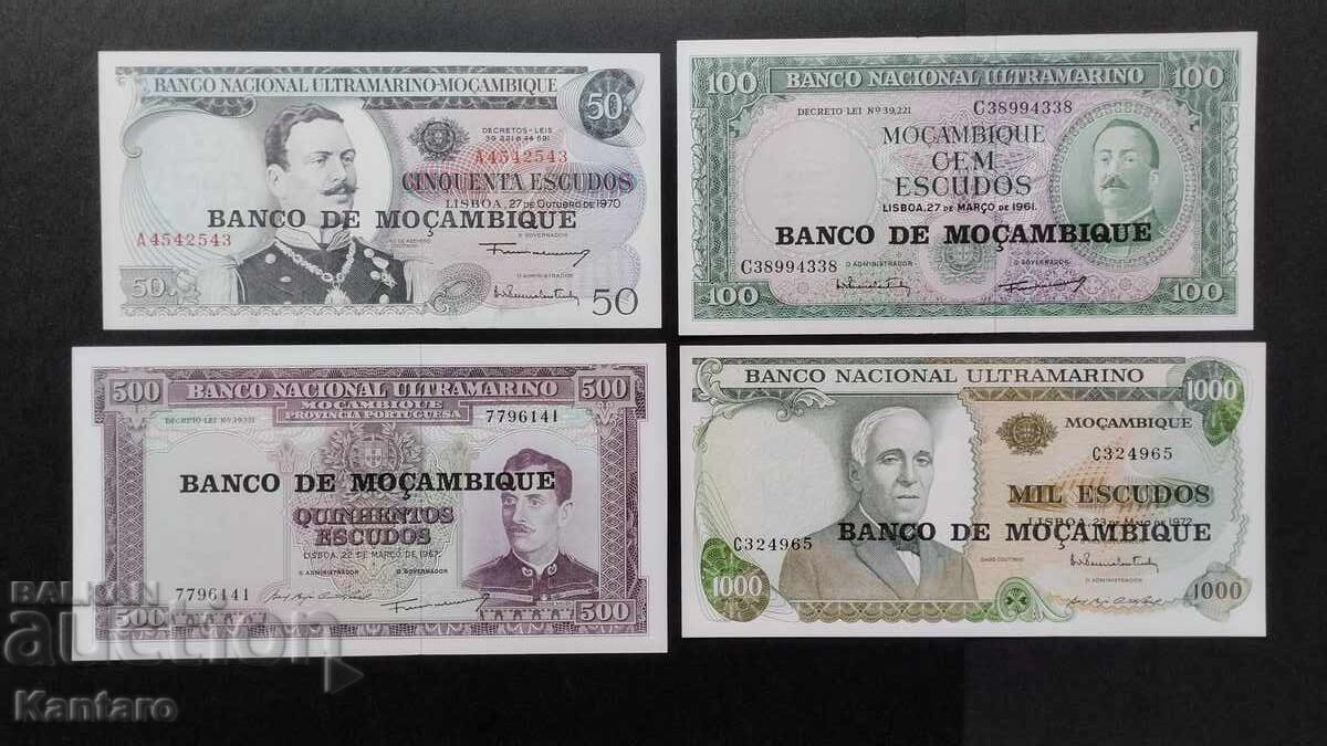Bancnotă - MOZAMBIC - 50 ; 100 ; 500 și 1 000 escudos - UNC Bancnotă - MOZAMBIC - 50 ; 100 ; 500 și 1 000 escudos - UNC