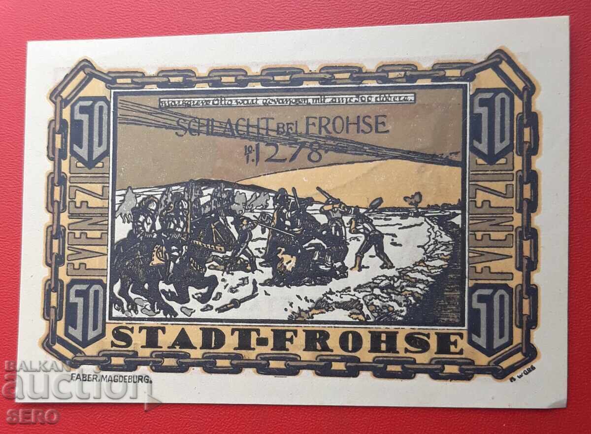 Banknote - Germany - Saxony - Frohsa - 50 Pfennig 1921 with price 2.00 BGN | € 1.02