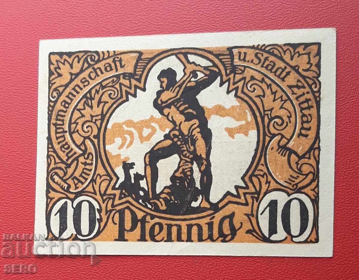 Τραπεζογραμμάτιο-Γερμανία-Σαξονία-Zittau-10 pfennig 1920