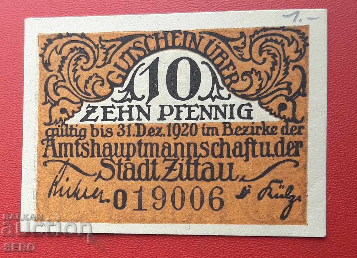 Banknote - Germany - Saxony - Zittau - 10 Pfennig 1920 with price 2.00 BGN | € 1.02